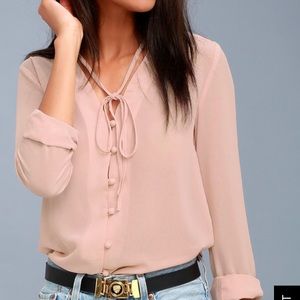 NWT LULU’S STYLE EDUCATION BLUSH PINK BLOUSE
